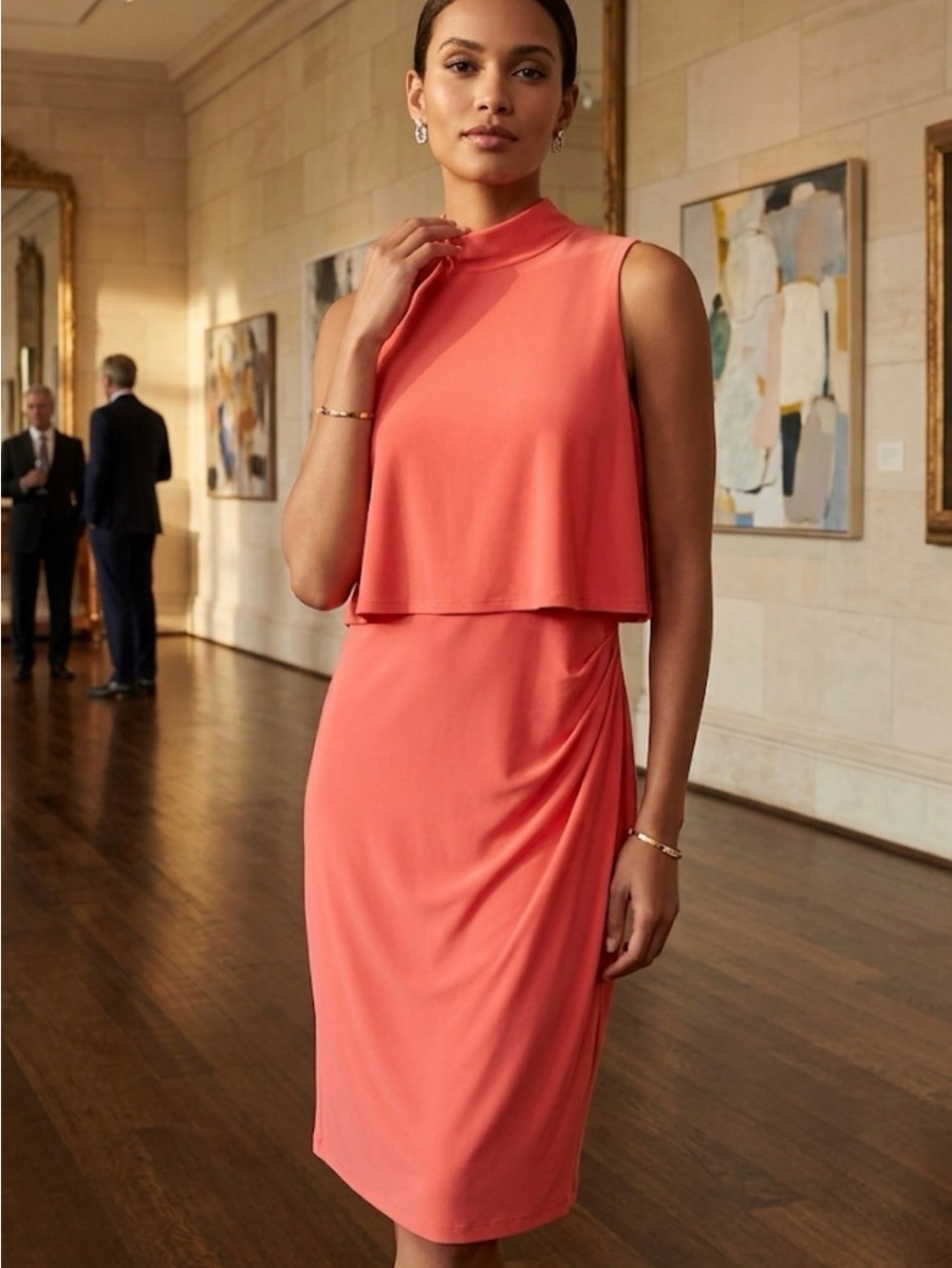 LAUREN
RALPH LAUREN Women's Coral Sleeveless Midi Dress/E156